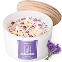 AOOVOO Lavender Scented Candles for Women - 20oz 3 Wick Soy Candles for Home Scented, Aromatherapy Candle with Crystals Inside, Birthday Gifts Mothers Day Candle for Women Mom