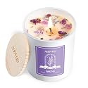 AOOVOO Lavender Scented Candles for Women - Aromatherapy Candle with Crystals Inside, 5oz Soy Candles for Home Scented, Birthday Gifts Christmas Candle for Women Mom