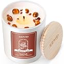 AOOVOO Nutmeg Beans Scented Candles for Women - Aromatherapy Candle with Crystals Inside, 10oz Soy Candles for Home Scented, Birthday Gifts Valentines Day Candle for Women Mom
