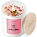 AOOVOO Rose Scented Candles for Women - Aromatherapy Candle with Crystals Inside, 10oz Soy Candles for Home Scented, Birthday Gifts Mothers Day Candle for Mom Women