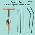 Aosys Stainless Steel Straws with Coconut opener