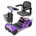 Aotedor Foldable Mobility Scooter for Seniors &amp; Adults, 300 lbs Capacity, 15 Miles Range, 4-Wheel All-Terrain, Portable, NFC Keyless Unlock, Removable Basket, Purple