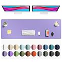 Aothia Faux Leather Desk Mat Mouse Pad, 55" x 17", Light Purple