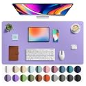 Aothia Faux Leather Desk Mat Mouse Pad, 40" x 24", Light Purple