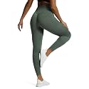 Aoxjox High Waisted Workout Seamless V Glute Seam Leggings for Women Yoga Metamorph Pants 24" (Dark Forest Marl, Small)