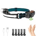 Headlamp Rechargeable 1 Pack 1000 Lumen,with 270° Wide Beam Headlights with Motion Sensor Super Bright 6 Modes Lightweight Waterproof for Outdoor Running Camping Hiking Fishing
