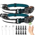 Headlamp Rechargeable 2 Pack 1000 Lumen,with 270° Wide Beam Headlights with Motion Sensor Super Bright 6 Modes Lightweight Waterproof for Outdoor Running Camping Hiking Fishing