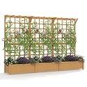 Aoxun 108" Raised Garden Bed with Trellis, Wood Planter Container with Hanging Roof & Garden Boxes for Climbing Plants Flowers Vine (3 piece)