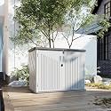 AOXUN Horizontal Storage Sheds 34 Cu.ft,Waterproof Lockable Resin Deck Box with Spring-Assisted Lid, Patio Storage for Garden, Pool, Cushions, Tools, White with Shelf
