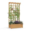 Aoxun 36" Raised Garden Bed with Trellis, Wood Planter Container with Hanging Roof & Garden Boxes for Climbing Plants Flowers Vine (1 piece)
