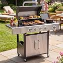 Aoxun 4-Burner 49000 BTU Propane Grill with Side Burner, Black & Silvery