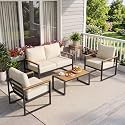Aoxun 4 Piece Metal Patio Furniture Set