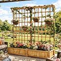 Aoxun 72" Raised Garden Bed with Trellis, Wood Planter Container with Hanging Roof &amp; Garden Boxes for Climbing Plants Flowers Vine (2 piece)