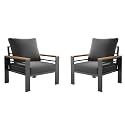Aoxun Aluminum Patio Furniture Armchair, Dark Grey