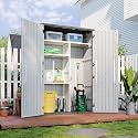 Aoxun 64 Cu.Ft Resin Storage Shed with Metal Shelving Kit &amp; Floor, White
