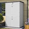 Aoxun Outdoor Storage Shed, 64 Cu.Ft Vertical Resin Sheds, White