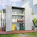 Aoxun 64 Cu.Ft Resin Outdoor Storage Shed with 2 Shelves &amp; Floor, White