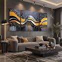 AOZEMI Extra large Black Wall Art for Office 3 Piece Hand Painted Artwork