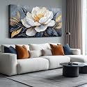AOZEMI Flowers Wall Art Gold Wall Art Print for Living Room