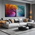 AOZEMI Tree Wall Art Blue Canvas Art for Office