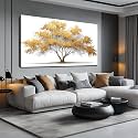 AOZEMI Tree Wall Art White Canvas Art for Living Room