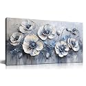 AOZEMI White Wall Art Flower Wall Decoration for Bathroom