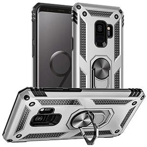 for samsung galaxy s9 case military grade 16ft drop tested ring shockproof protective phone case for samsung galaxy s9 silver