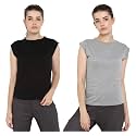 Ap'pulse Women's Cap Sleeve Tshirt(Pack of 2)