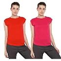 Ap'pulse Women's Cap Sleeve Tshirt(Pack of 2)