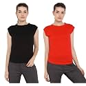 Ap'pulse Women's Cap Sleeve Tshirt(Pack of 2)