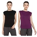 Ap'pulse Women's Cap Sleeve Tshirt(Pack of 2)