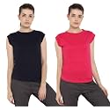 Ap'pulse Women's Cap Sleeve Tshirt(Pack of 2)