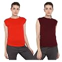 Ap'pulse Women's Cap Sleeve Tshirt(Pack of 2)