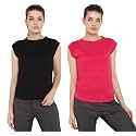 Ap'pulse Women's Cap Sleeve Tshirt(Pack of 2)
