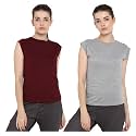 Ap'pulse Women's Cap Sleeve Tshirt(Pack of 2)