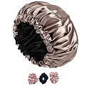 Silk Hair Cap for Sleeping-with 3 Satin Scrunchies| Satin Bonnet for Curly Hair| Silk Bonnet for Hair| Satin Hair Cap for Sleeping| Adjustable Hair Bonnet for Sleeping