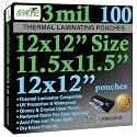 Apache 12x12" Laminating Pouches, 3 Mil, 100 Pack, 12" x 12"