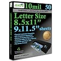 Apache Letter Size Laminating Pouches, 10 Mil, 50 Pack, Holds 8.5 x 11 Inch Projects (9 x 11.5 Inch Pouch Size), Thermal Laminator Compatible Laminating Sheets, Super Clear, Round Corners