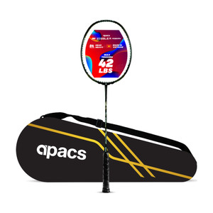 apacs z-ziggler reborn max energy  power  42lbs hi-tension  slim shaft  head heavy black unstrung badminton racquet