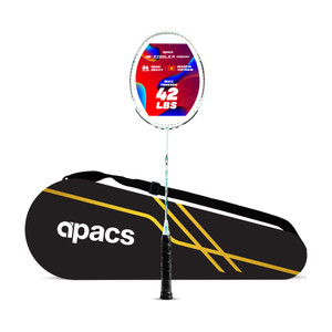 apacs z-ziggler reborn max energy  power  42lbs hi-tension  slim shaft  head heavy white unstrung badminton racquet