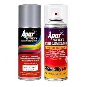 apar spray paint arctic silver rc colour name  gc compatible for tata cars -200 ml pack of 2-pcs