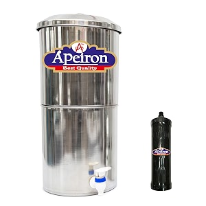 apeiron manual water purifier nonn electric water filter with carbon candle 16 liter  1 carbon candle
