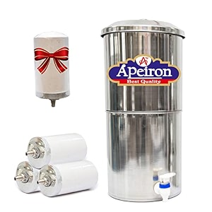 apeiron manual water purifier nonn electric water filter with carbon candle 16 liter  1 carbon candle