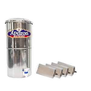 apeiron manual water purifier nonn electric water filter with carbon candle 16 liter  1 carbon candle