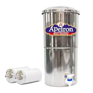 apeiron manual water purifier nonn electric water filter with carbon candle 16 liter  1 carbon candle