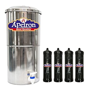 apeiron manual water purifier nonn electric water filter with carbon candle 16 liter  1 carbon candle