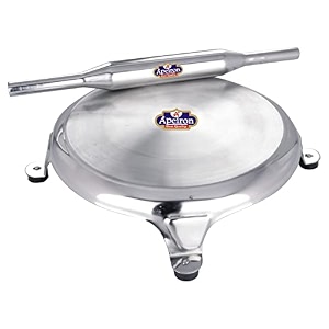 apeiron stainless steel chapati rolling board or chakla amp belan or rolling pin with silver colour set of 1 pieces of both items in one packet