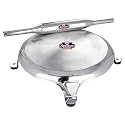 Apeiron Stainless Steel Chapati Rolling Board Or Chakla &amp; Belan Or Rolling Pin with Silver Colour Set of 1 Pieces of Both Items in One Packet
