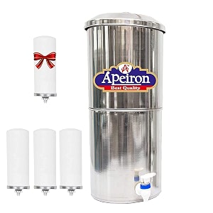 apeiron manual water purifier nonn electric water filter with carbon candle 16 liter  1 carbon candle