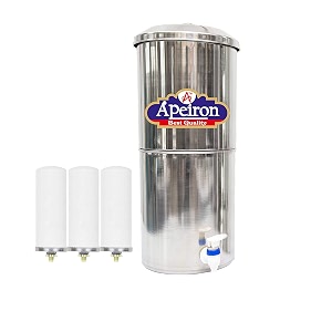 apeiron manual water purifier nonn electric water filter with carbon candle 16 liter  1 carbon candle